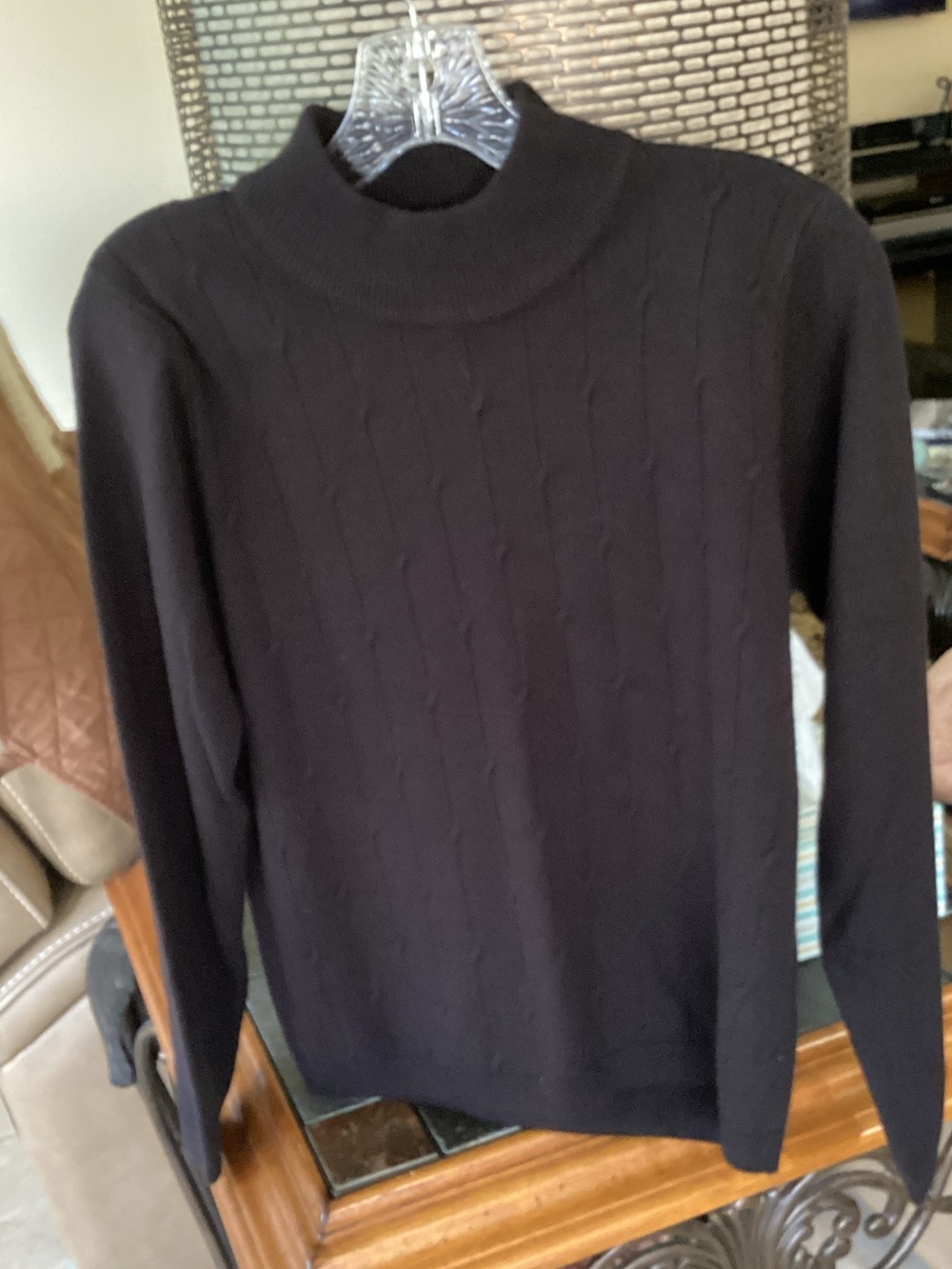 Alia Black Women's Cable Knit Turtleneck Sweater